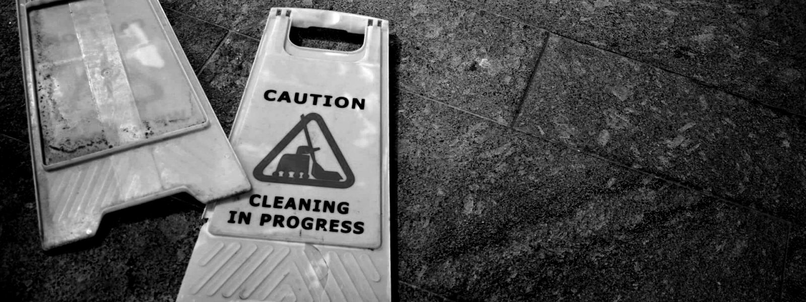 Warning signs used during hazardous material clean-up